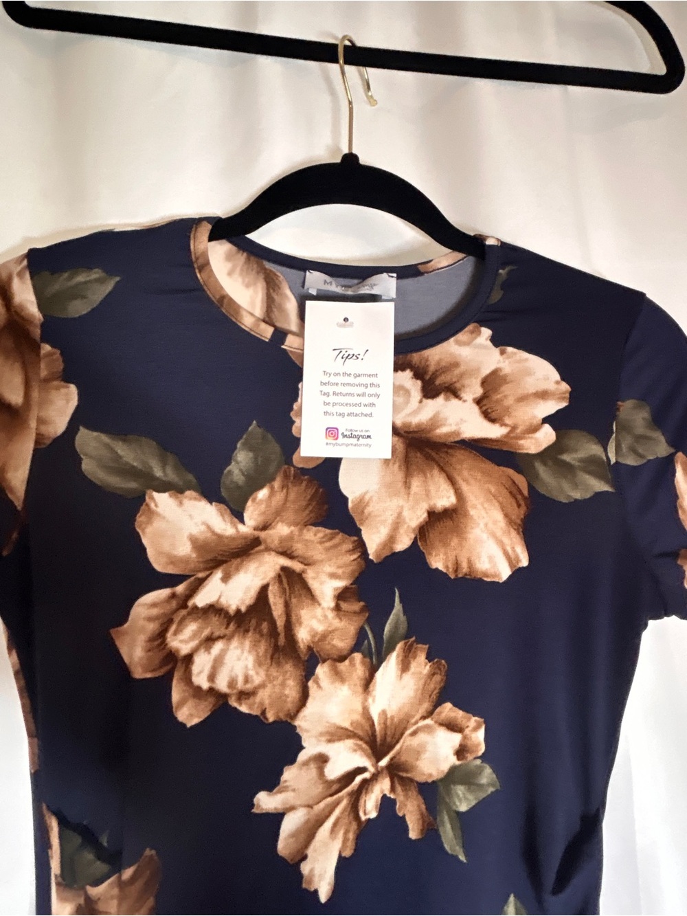 My Bump Maternity Floral Ruched Dress Size Small Navy Blue Short Sleeve NWT - Picture 2 of 10